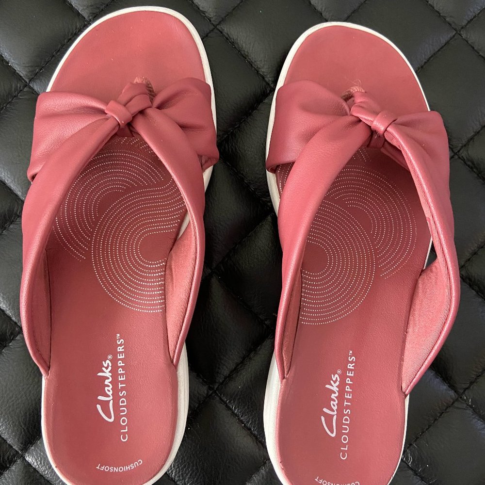 Clarks Cloudsteppers Knotted Slide Sandals Drift Ave Dusty Rose Size 7